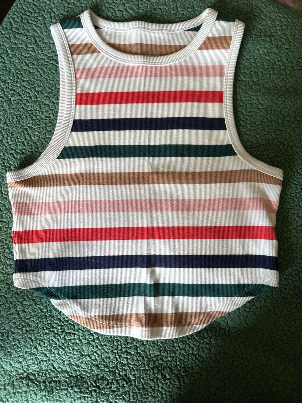 Striped Ribbed Cropped Tank - Multi Color - Picture 4 of 10